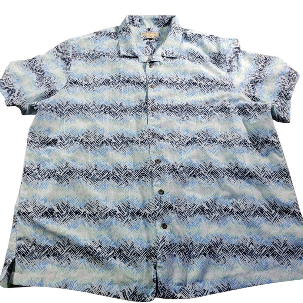 Island Passport Shirt 2XL Colorful Geometric Button Up Short Slv Hawaiian Camp